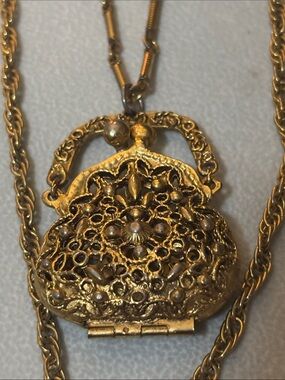 Vintage toggle purse Locket pill box Necklace